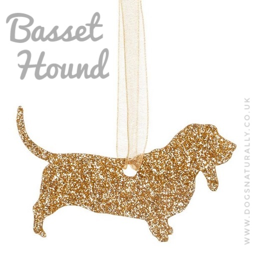 Basset Hound Glitter Decoration (Gold)